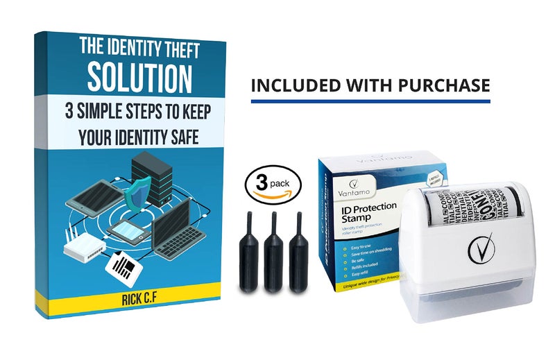 Vantamo Identity Theft Protection Roller Stamp for Hiding Sensitive Information, Wide Confidential Stamp with 3 Ink Refill, Security Stamp Roller for Identity Theft Prevention, Classy White - Image 3